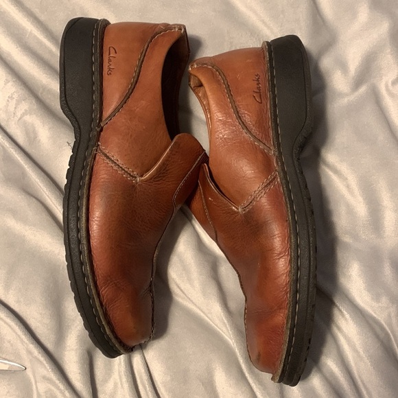 Clarks mens slip on leather clog euro style brown size 12 active air renfaire - Picture 3 of 8